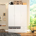 Juego de armario y tocador modernos blancos – Muebles de almacenamiento para dormitorio de 1 persona