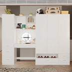 Juego de armario y tocador modernos blancos – Muebles de almacenamiento para dormitorio de 1 persona
