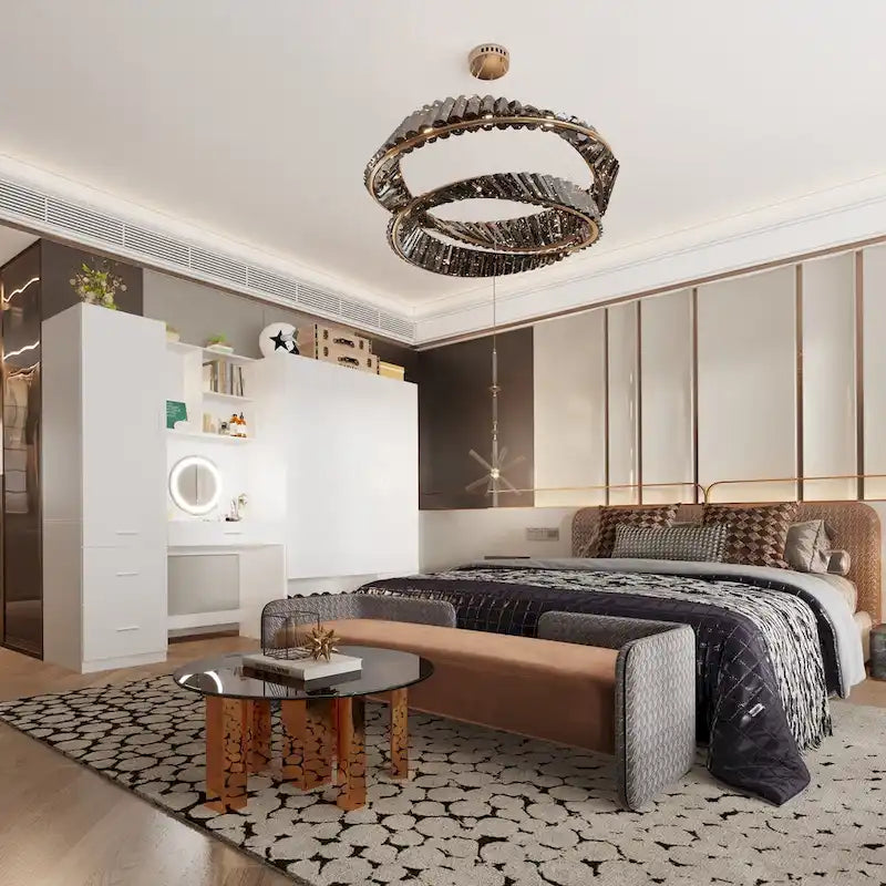 Juego de armario y tocador modernos blancos – Muebles de almacenamiento para dormitorio de 1 persona