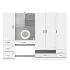 Juego de armario y tocador modernos blancos – Muebles de almacenamiento para dormitorio de 1 persona