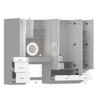 Juego de armario y tocador modernos blancos – Muebles de almacenamiento para dormitorio de 1 persona