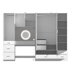 Juego de armario y tocador modernos blancos – Muebles de almacenamiento para dormitorio de 1 persona