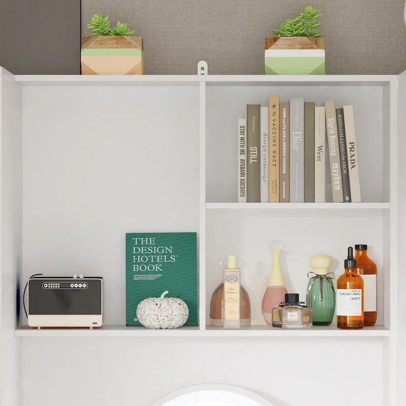 Juego de armario y tocador modernos blancos – Muebles de almacenamiento para dormitorio de 1 persona