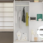 Juego de armario y tocador modernos blancos – Muebles de almacenamiento para dormitorio de 1 persona