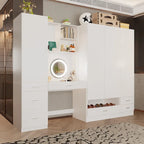 Juego de armario y tocador modernos blancos – Muebles de almacenamiento para dormitorio de 1 persona