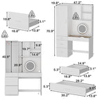Juego de armario y tocador modernos blancos – Muebles de almacenamiento para dormitorio de 1 persona